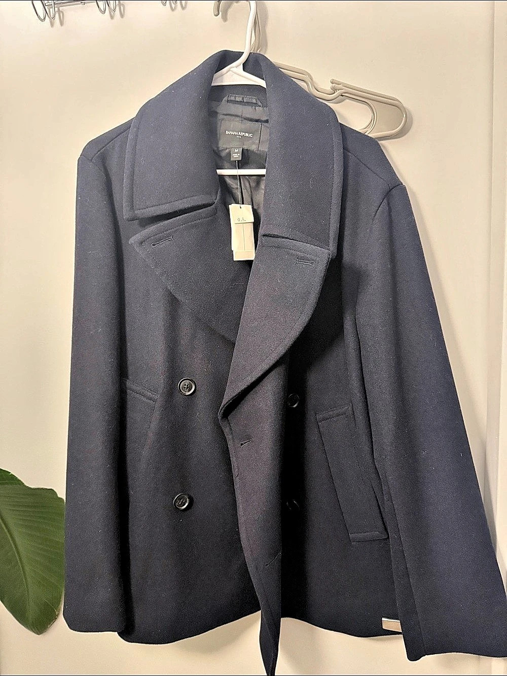 Banana Republic Pea Coat Double Breasted Blue Size Medium NWT